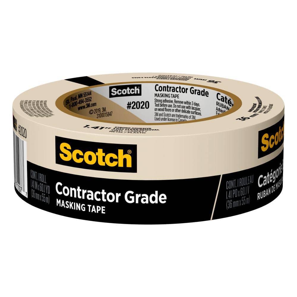 3M 1.41 in. x 60.1 Yds. Multi-Surface Contractor Grade Tan Masking Tape (1  Roll) 2020-36AP - The Home Depot