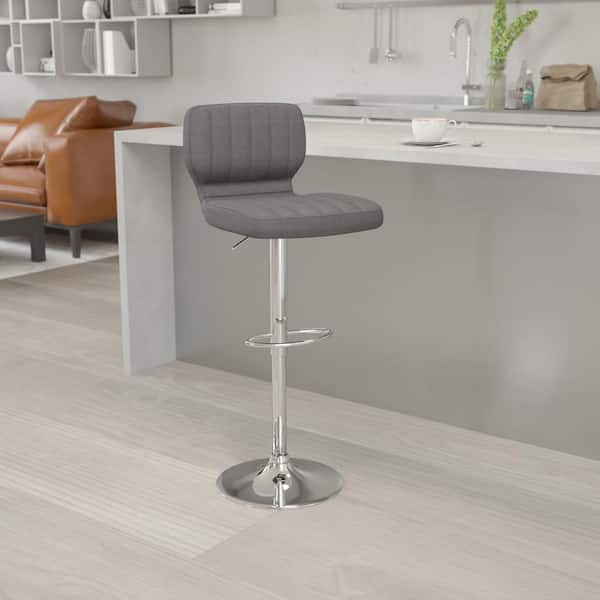 Flash Furniture Adjustable Height Gray Cushioned Bar Stool