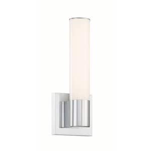 Vantage 5 in. 1-Light Chrome LED Vanity Light Bar with White Acrylic Shade
