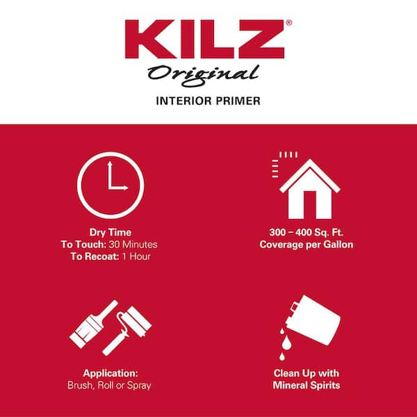 KILZ - Original 1 Gal. White Oil-Based Interior Primer, Sealer, and Stain Blocker