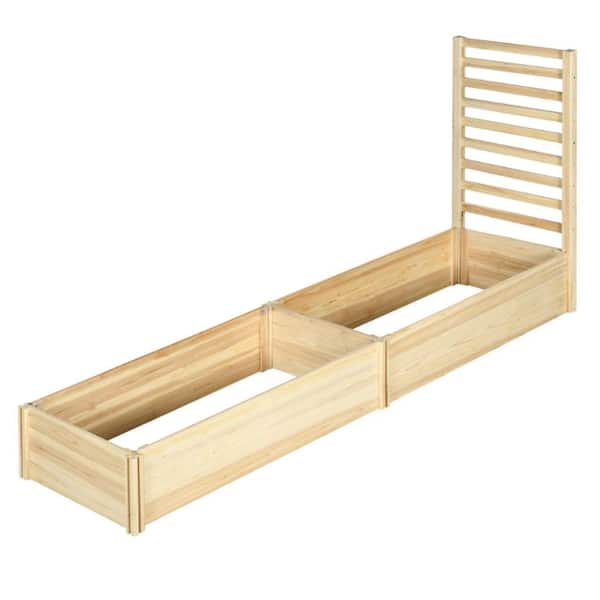 Oyezvary 90.5 in. x 23.5 in. x 43.25 in. Raised Garden Bed with Trellis and 2 Compartments Natural Tone