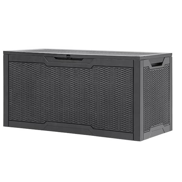 Unbranded 100 Gal. Large Dark Grey Waterproof Resin Deck Box with Lockable Lid and Side Handles