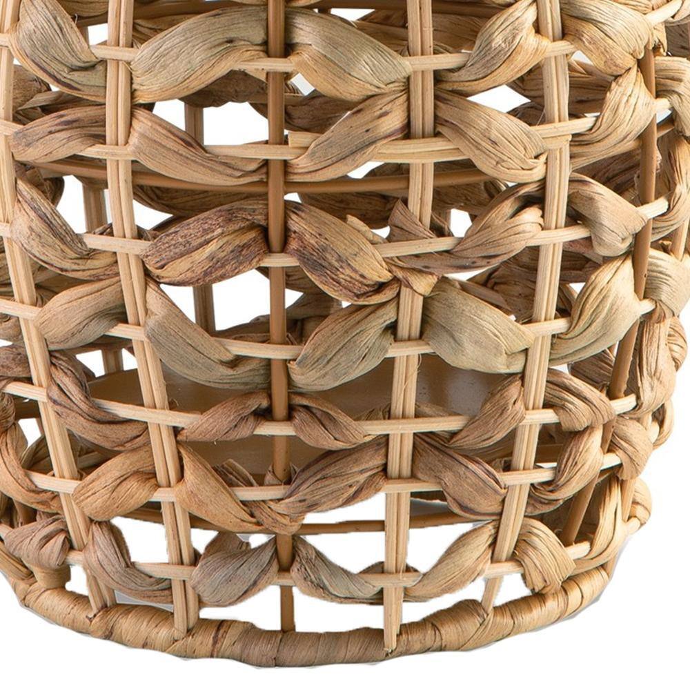Brown Rattan Woven Hanging Candle Lantern, 13.25" Height