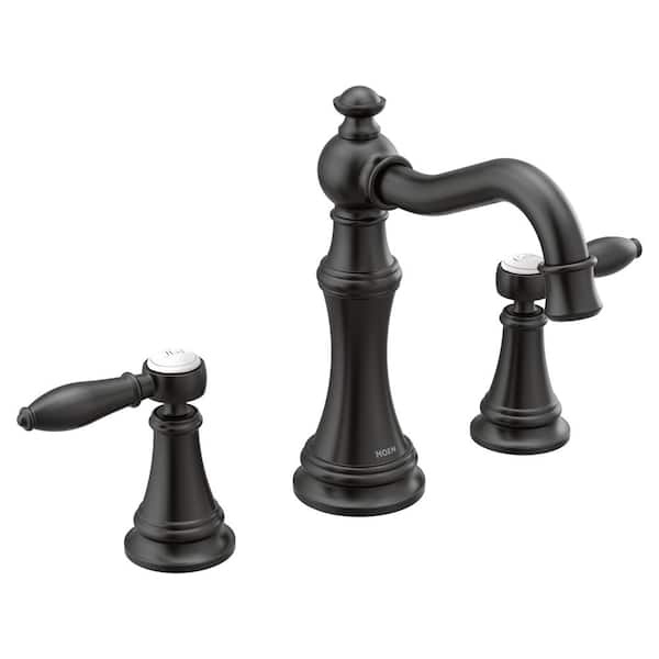 MOEN Weymouth 8 in. Widespread 2-Handle High-Arc Bathroom Faucet Trim Kit in Matte Black (Valve Not Included)
