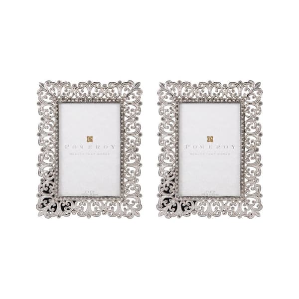 Titan Lighting 1-Opening 4 in. x 6 in. Gwendolyn Silver and Clear Picture Frames (2-Pack)