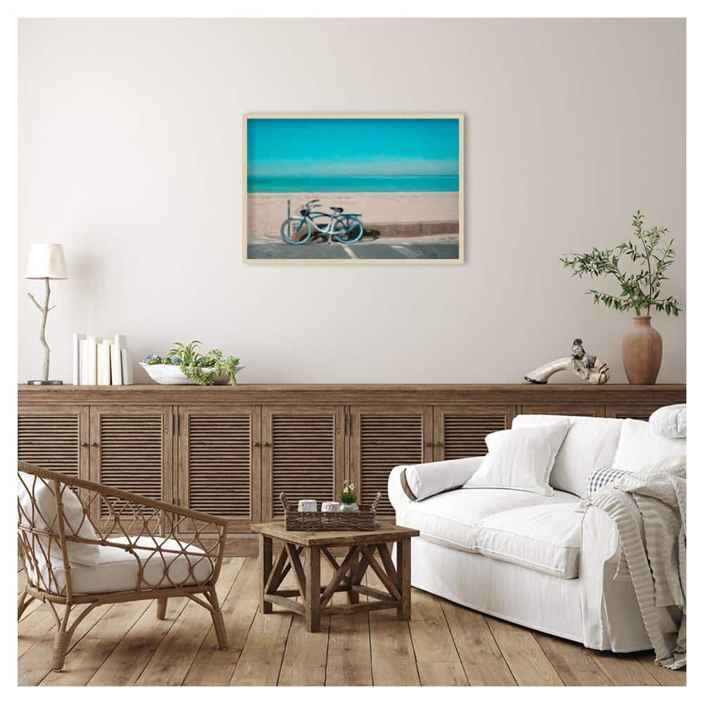 Bike to the Beach Svelte Natural Framed Scenic Landscape Print