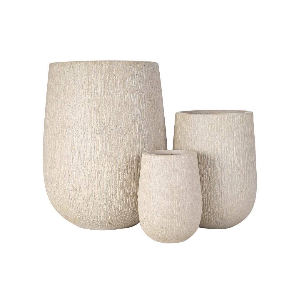 3-Pack Beige Egg MGO Planters, Stone-Look Textured Pots with Drainage and Rubber Plug for Outdoor price history on PriceWatchPro