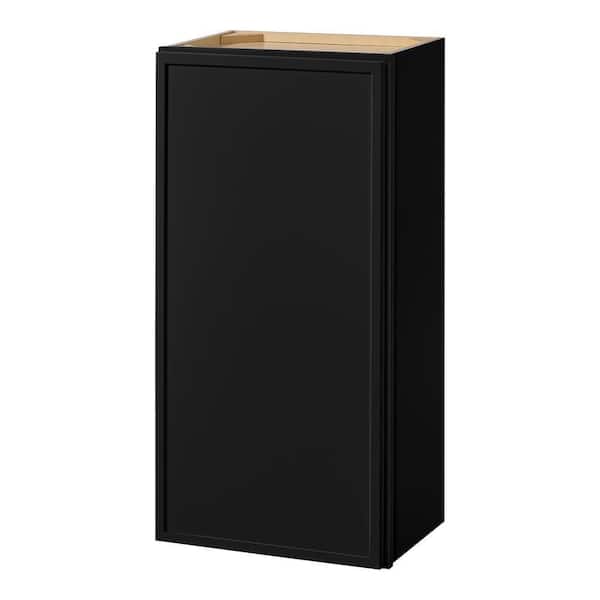 Hampton Bay Leyton 18 in. W x 12 in. D x 36 in. H Ready to Assemble Plywood Slim Shaker Wall Kitchen Cabinet in Raven Black