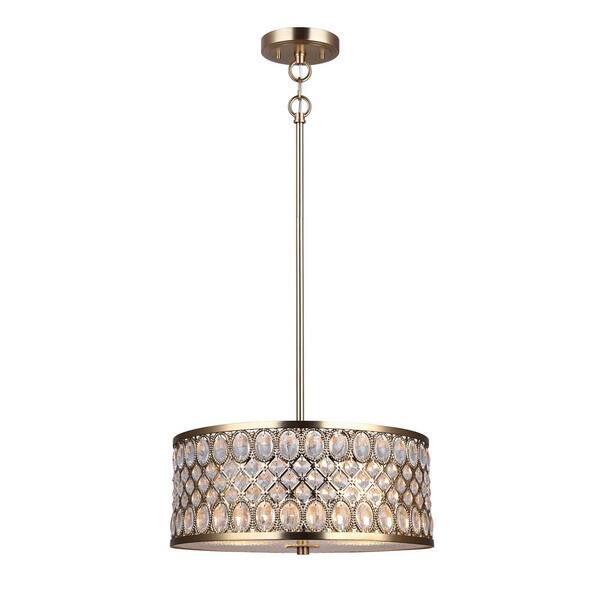 CANARM Baillie 3-Light Soft Gold Chandelier with Crystal Shade