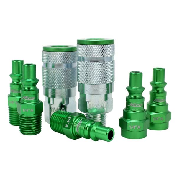 Milton Industries, Inc. ColorFit by Milton Coupler and Plug Kit A-Style Green 1/4 in. NPT (7-Piece)