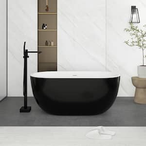 55 in. W. x 29.5 in. Acrylic Freestanding Flatbottom Soaking Bathtub in Black