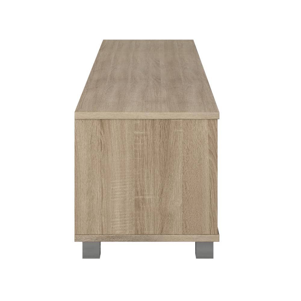 Brown Wood Grain TV Stand with Cabinet for 85" TVs