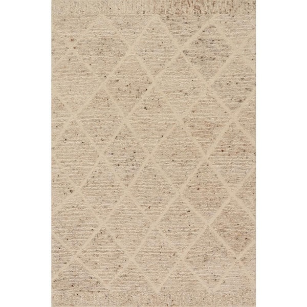 Julina Trellis Bohemian Wool Area Sand 4 ft. x 6 ft. Indoor Area Rug