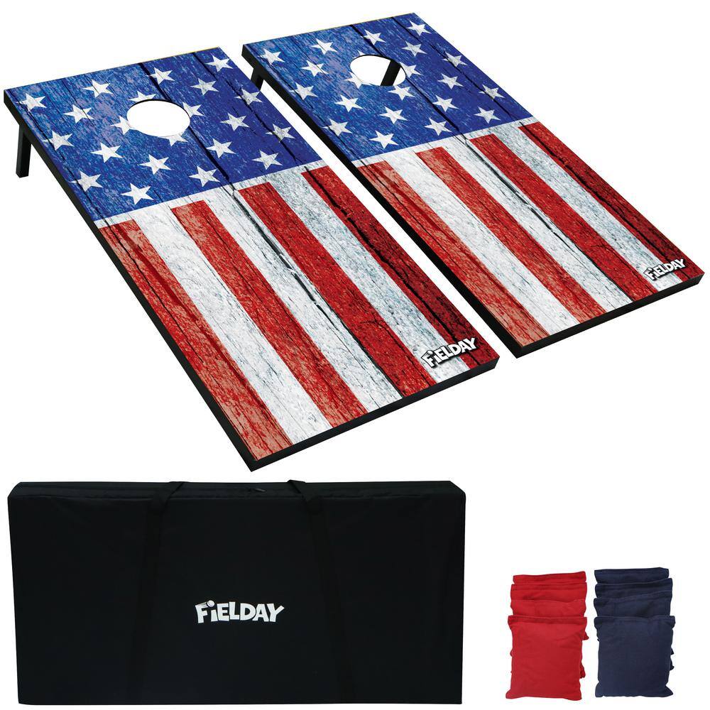 JOYIN Wooden American Flag Cornhole Set Includes 4 ft. x 2 ft. Game ...