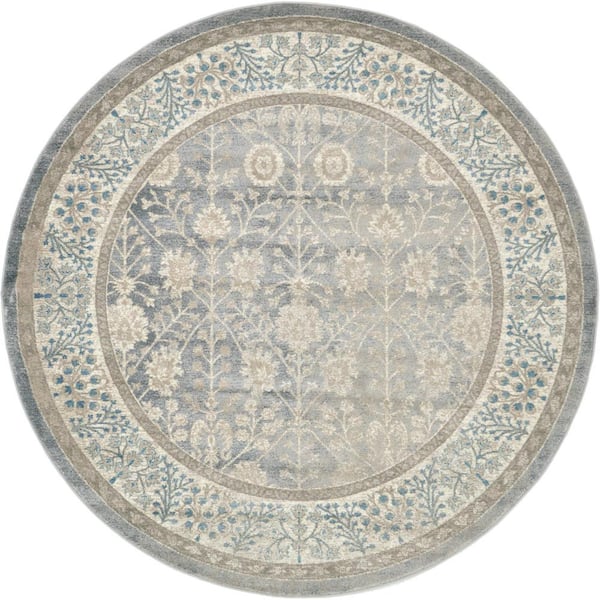 Unique Loom Salzburg Gneis Gray 7' 3 x 7' 3 Round Rug 3131718