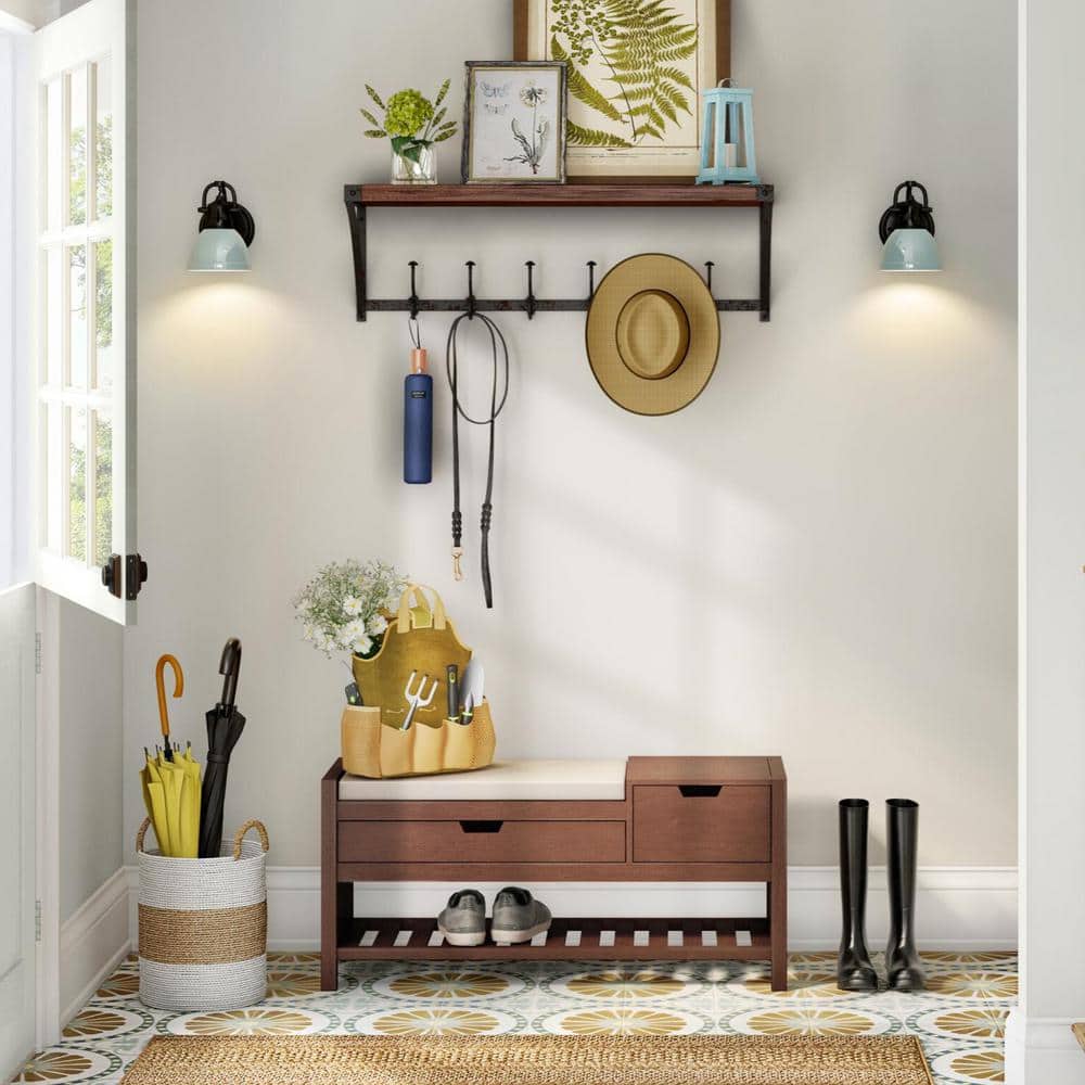 Painted Shoe Rack SMALL rustic Solid Wood Hallway Mudroom Bootroom Entrance  Porch Storage Bench CHOOSE COLOUR 
