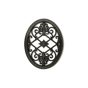 17 in. x 13 in. Oval Black Cast Aluminum Insert for Wooden Gate