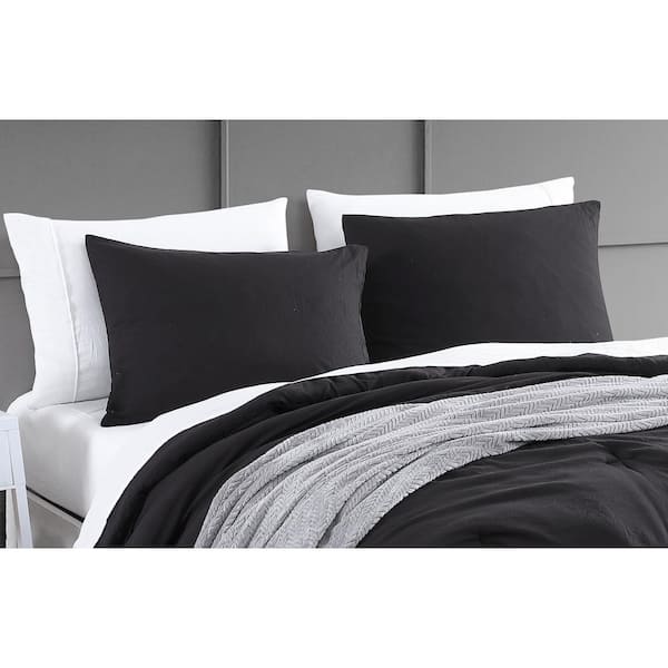 Unbranded Anniston Black Enzyme Wash Queen Polyester BIAB with Jacquard Throw 8-Piece