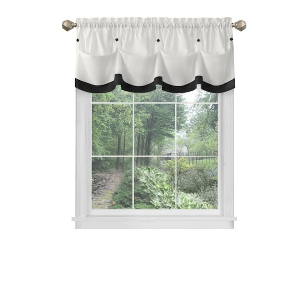 ACHIM Lana 14 in. L Polyester Window Curtain Valance in Black ...