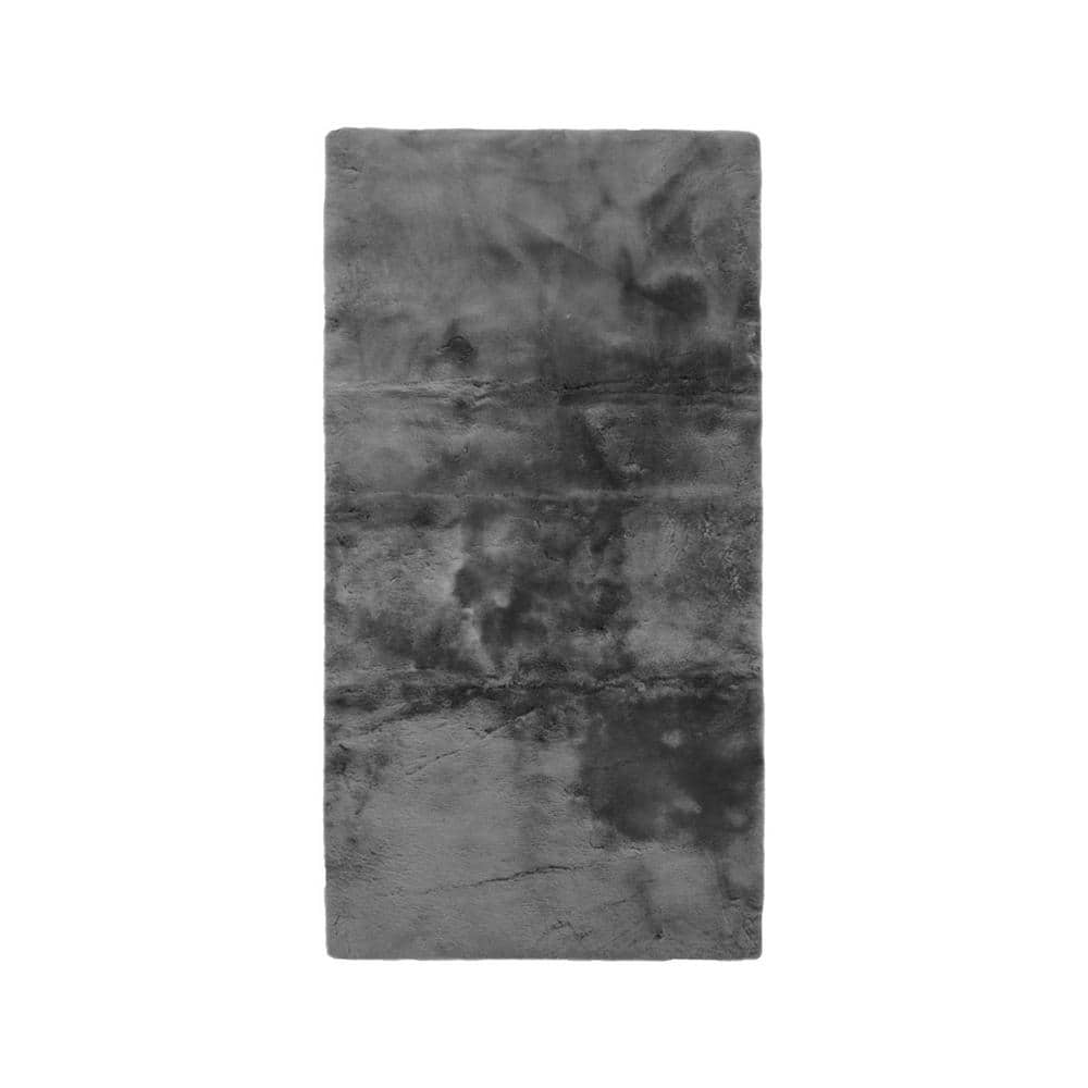 HomeRoots Charlie Charcoal Solid Color Polyester Throw Blanket