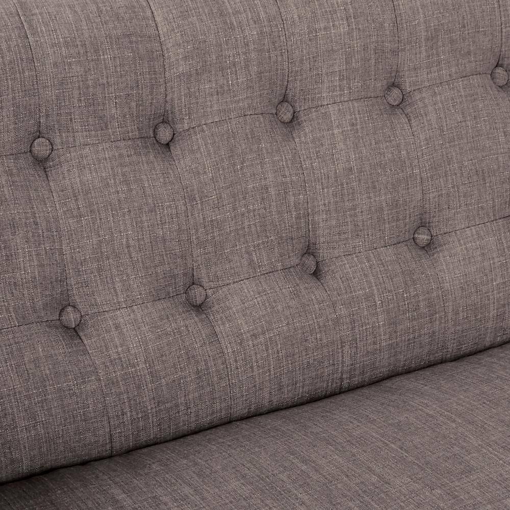 Gray Polyester Loveseat with Coffee Legs