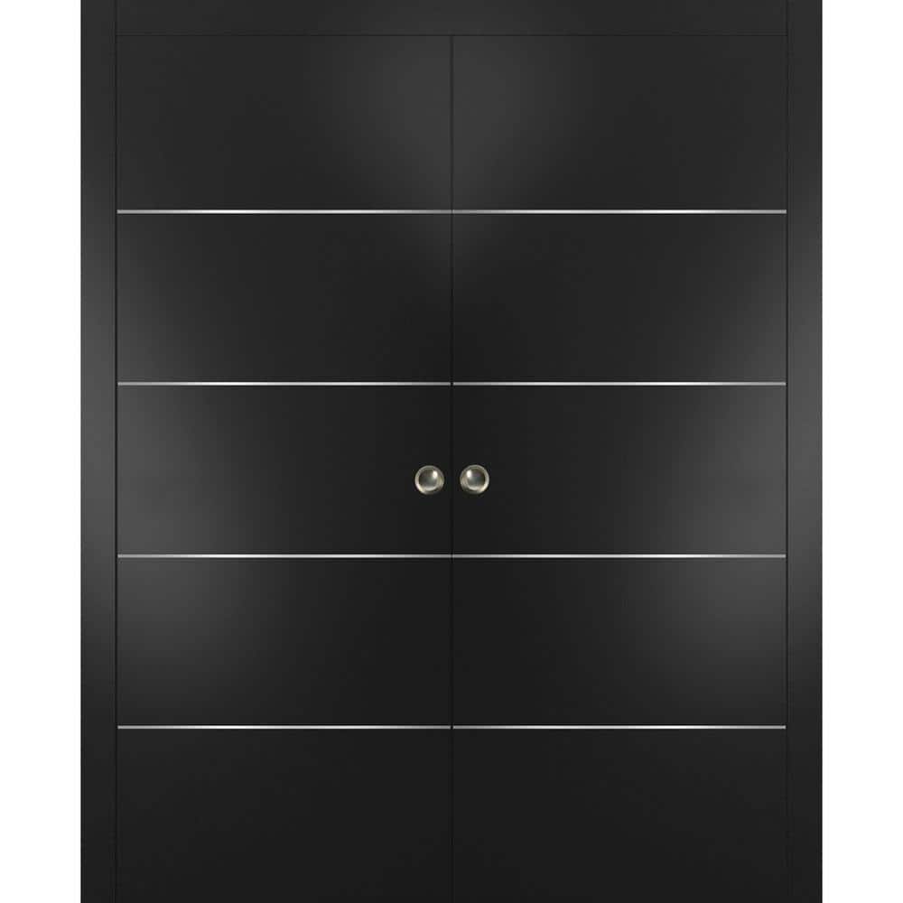 Assemble Required 48 in. x 96 in. 2-Panel Black Matte Finished Solid Wood with Honeycomb Sliding Door with Hardware price history on PriceWatchPro