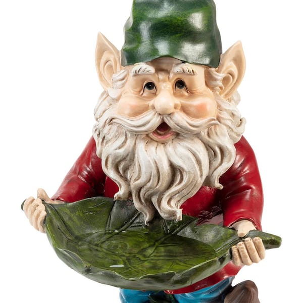 Alpine Corporation 16 in. Tall Outdoor Garden Gnome and Bird