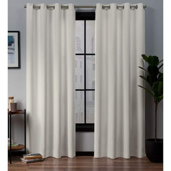 EXCLUSIVE HOME Academy Ivory Solid Blackout Grommet Top Curtain, 52 in. W x 96 in. L (Set of 2)