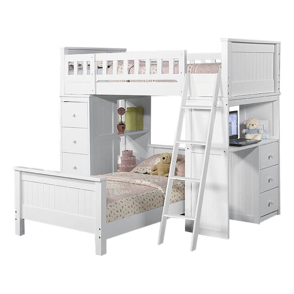 Acme Furniture Willoughby White Twin Loft Bed with Storage 10970W