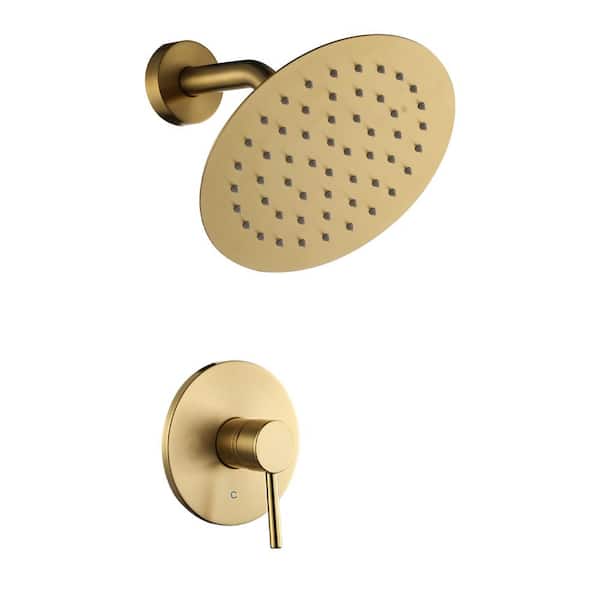 Single Handle 1-Spray Shower Faucet 1.8 GPM with High Pressure Valve in Gold (Valve Included)