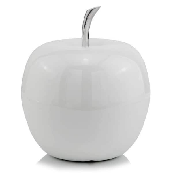 Metal White Decorative Apple Tabletop Sculpture