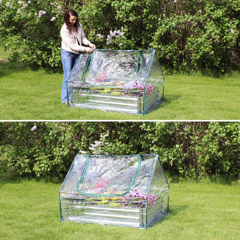 Clear PVC and Galvanized Steel Raised Garden Bed with Cover