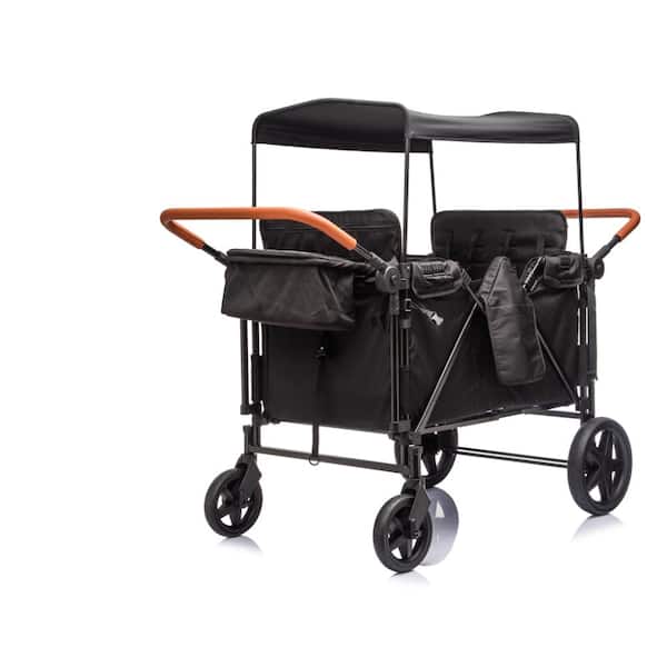 1.42 cu. ft. Steel Garden Cart with 5-Point Harness,Dual Leather Handles,212 Load Capacity in Black