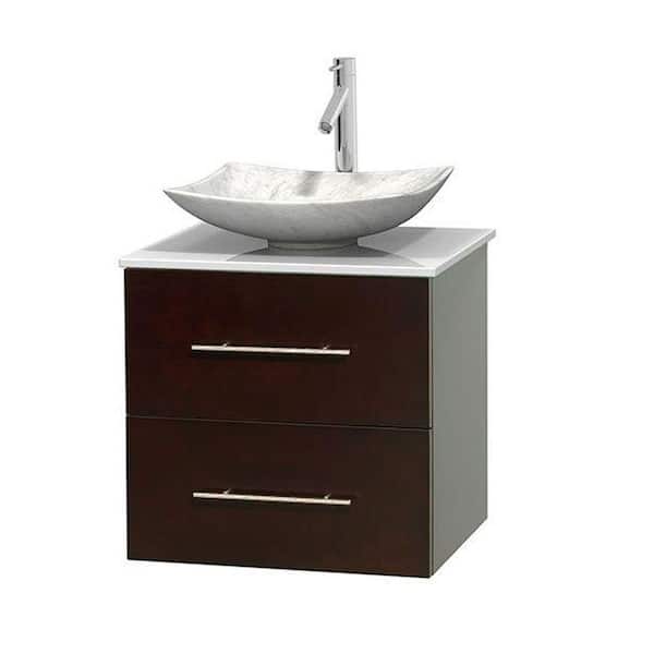 Wyndham Collection Centra 24 in. Vanity in Espresso with Solid-Surface Vanity Top in White and Sink