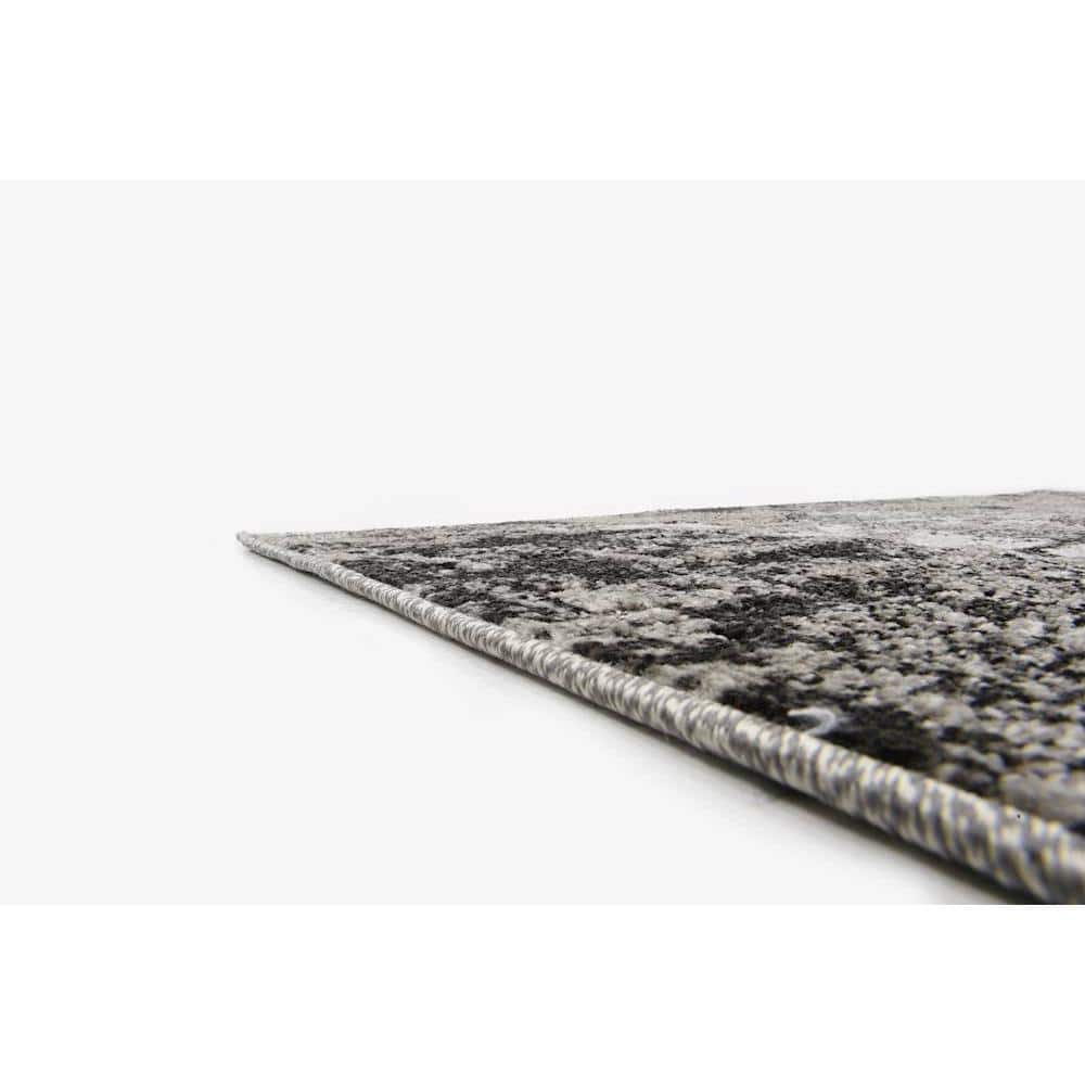 Gray Abstract Botanical 9' x 12' Outdoor Synthetic Area Rug