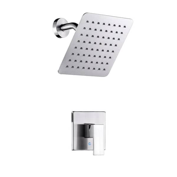 Single Handle 1-Spray Shower Faucet 1.8 GPM with Pressure Balance in Brushed Nickel (Valve Included)