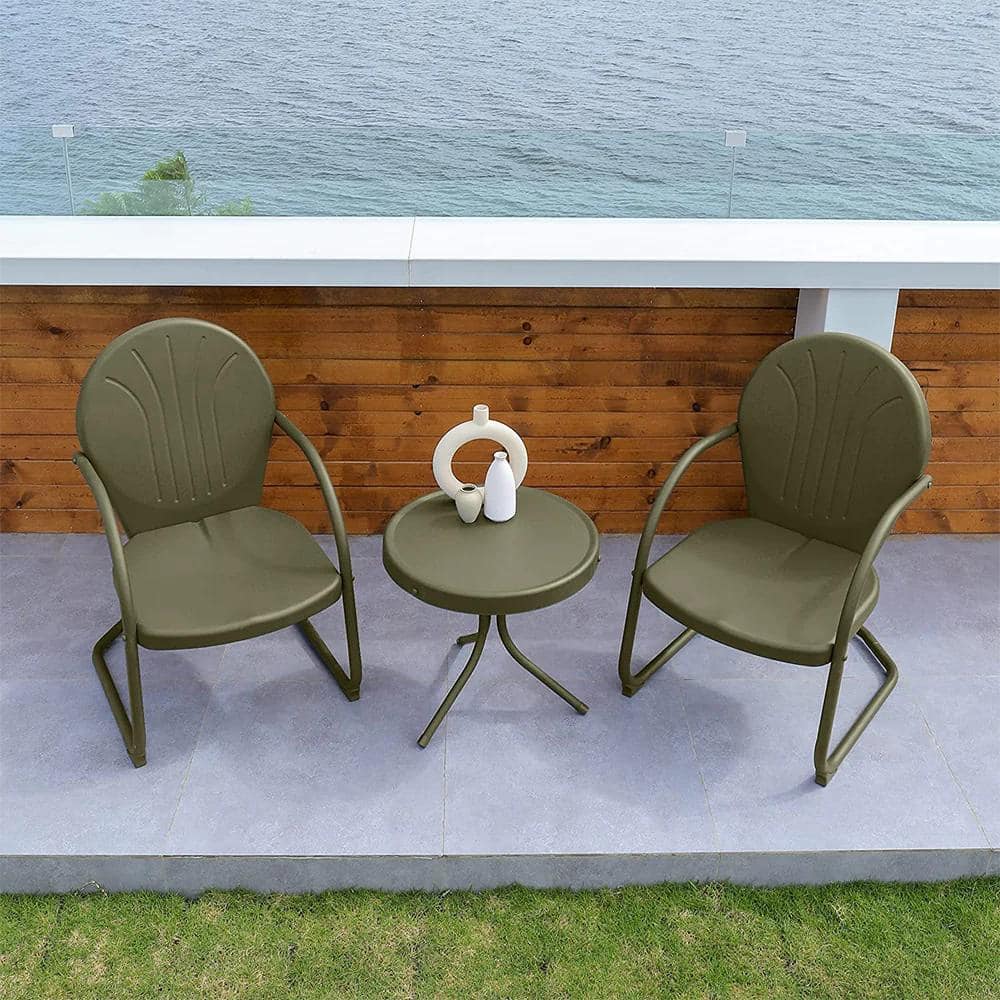 PURPLE LEAF 3 Pieces Patio Bistro Set, Retro Porch Furniture Set 2 C