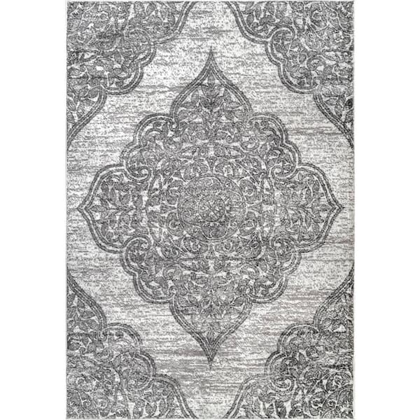 nuLOOM Jeannette Floral Gray 8 ft. x 10 ft. Area Rug