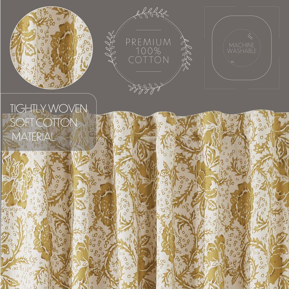 Elegant Dorset Gold Floral Cotton Curtain Pair, 84x40