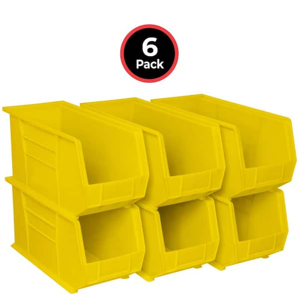 Plastic Stackable Storage Bins/ Totes, 18 in. x 8-1/4 in. x 9 in. Yellow, (6-Pack)