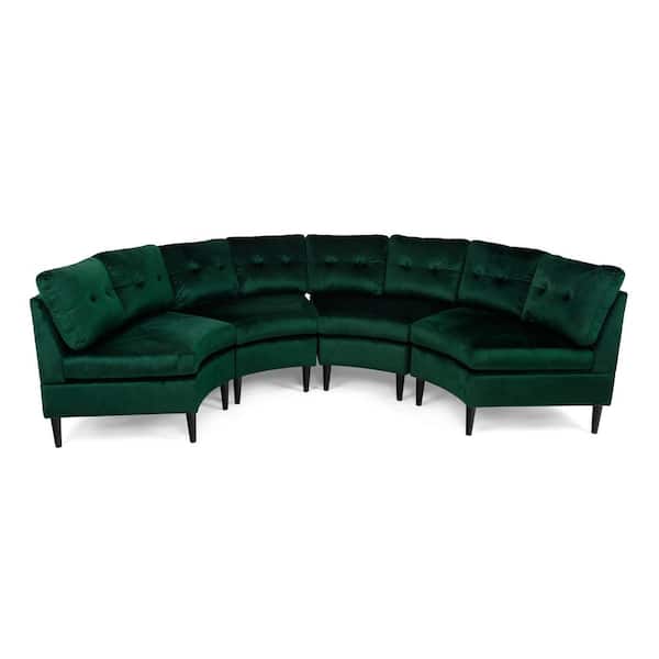 Noble House 4-Piece Emerald Polyester 4-Seater Sectional Sofa with Tapered Legs