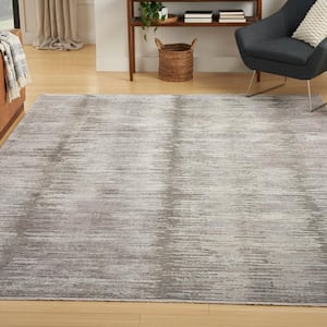 Modern Abstract Grey White 10 ft. x 13 ft. Abstract Contemporary Area Rug