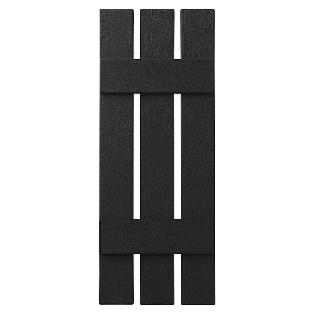 12 in. x 31 in. Polypropylene 3-Board Open Board and Batten Shutters Pair in Peppercorn