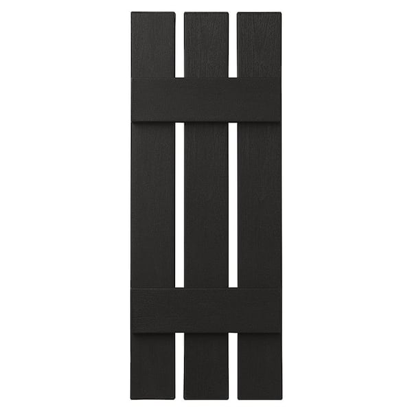 Ply Gem 12 in. x 39 in. Polypropylene 3-Board Open Board and Batten Shutters Pair in Peppercorn