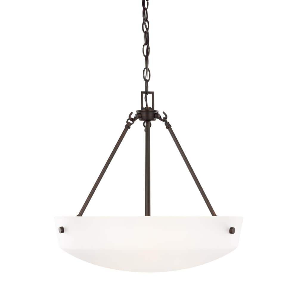 Kerrville 18.87" Bronze and Satin Etched Glass Pendant Light