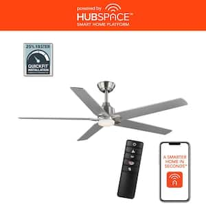 Vinwood 56 in. Indoor White Color Changing LED Brushed Nickel Smart Hubspace Ceiling Fan with Remote Control