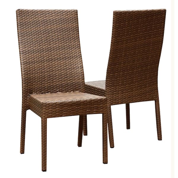 The 2) Home - CLAIRE Dining Wicker Chair Depot Outdoor DEVON (Set of Brown & Palermo DL-RC015-SET2