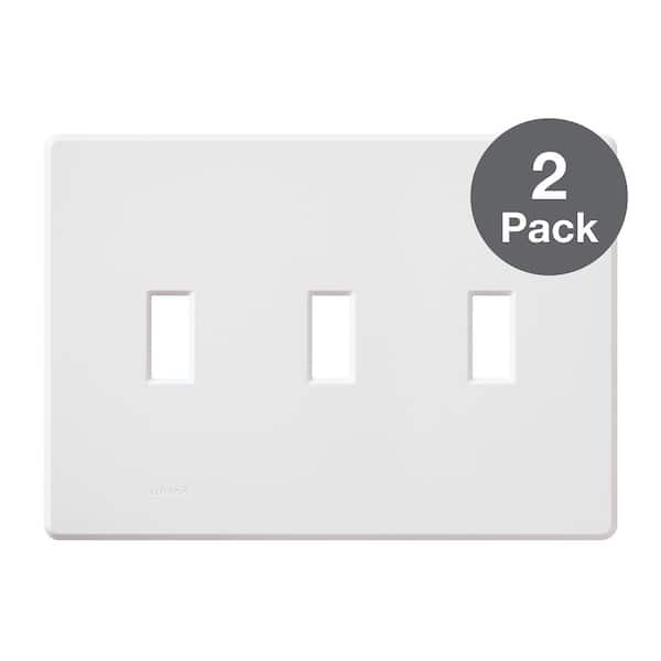 Lutron Fassada 3 Gang Toggle Switch Cover Plate for Dimmers and Switches, White (FG-3-WH-2PK) (2-Pack)