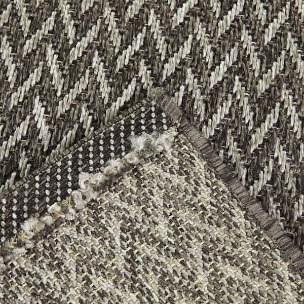 Hampton Bay Charcoal 2 x 3 Natural Weave Indoor/Outdoor Area Rug, Grey