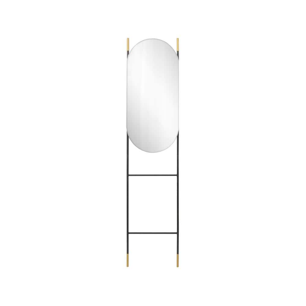 Best Home Fashion 69 in. Modern Leaning Ladder Oval Mirror MIRROR_PR28BLACK The Home Depot